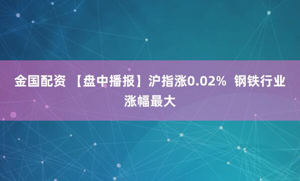 金国配资 【盘中播报】沪指涨0.02%  钢铁行业涨幅最大